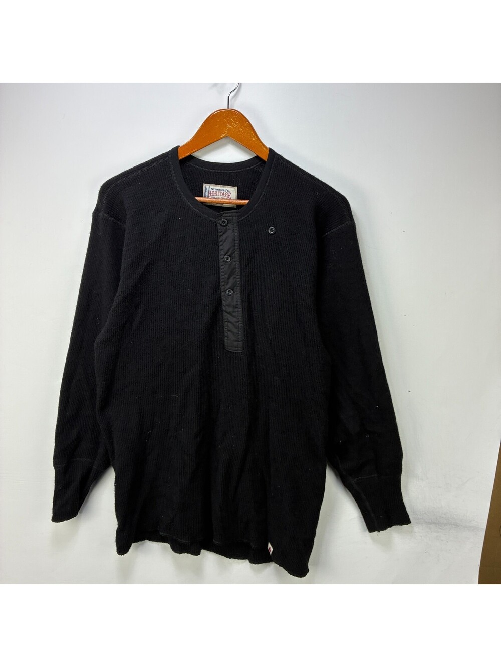 Vintage Stanfield's Heritage Black Waffle Knit Henley Shirt